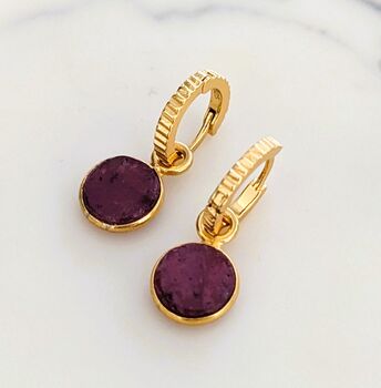 Circle Ruby July Birthstone Earrings, Gold, 4 of 6