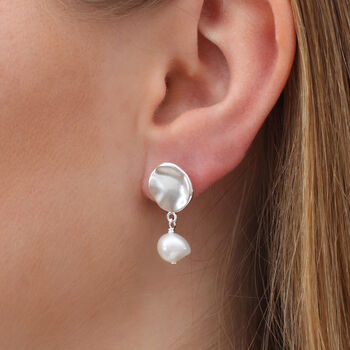 Sterling Silver Or Gold Plated Pearl Disc Earrings, 2 of 7