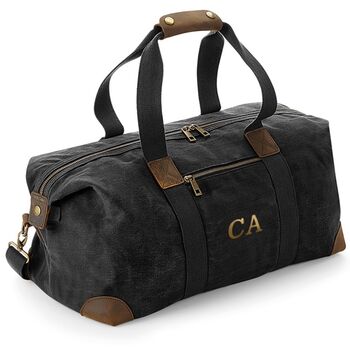 Monogrammed Luxury Waxed Canvas Holdall, 2 of 5