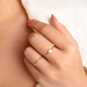 Solid 9ct Gold Mini Love Heart Stacking Ring, 2 of 3