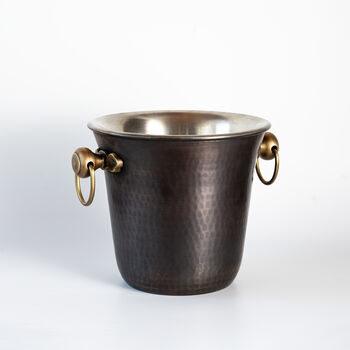 Solid Copper Ice Bucket, Hammered Surface, 3 of 12
