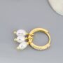 Natural Oval Pearl Trio Cz Huggie Hoops, thumbnail 9 of 12