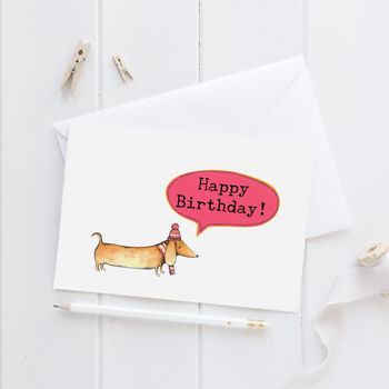 Happy Birthday Sausage Dog Greeting Card, 2 of 4