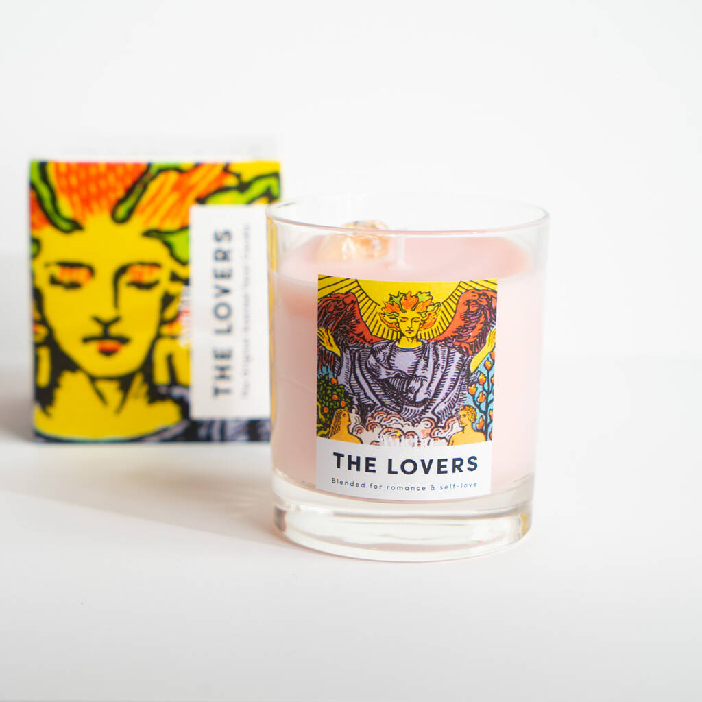 The Lovers Crystal Tarot Candle For Romance, 1 of 4