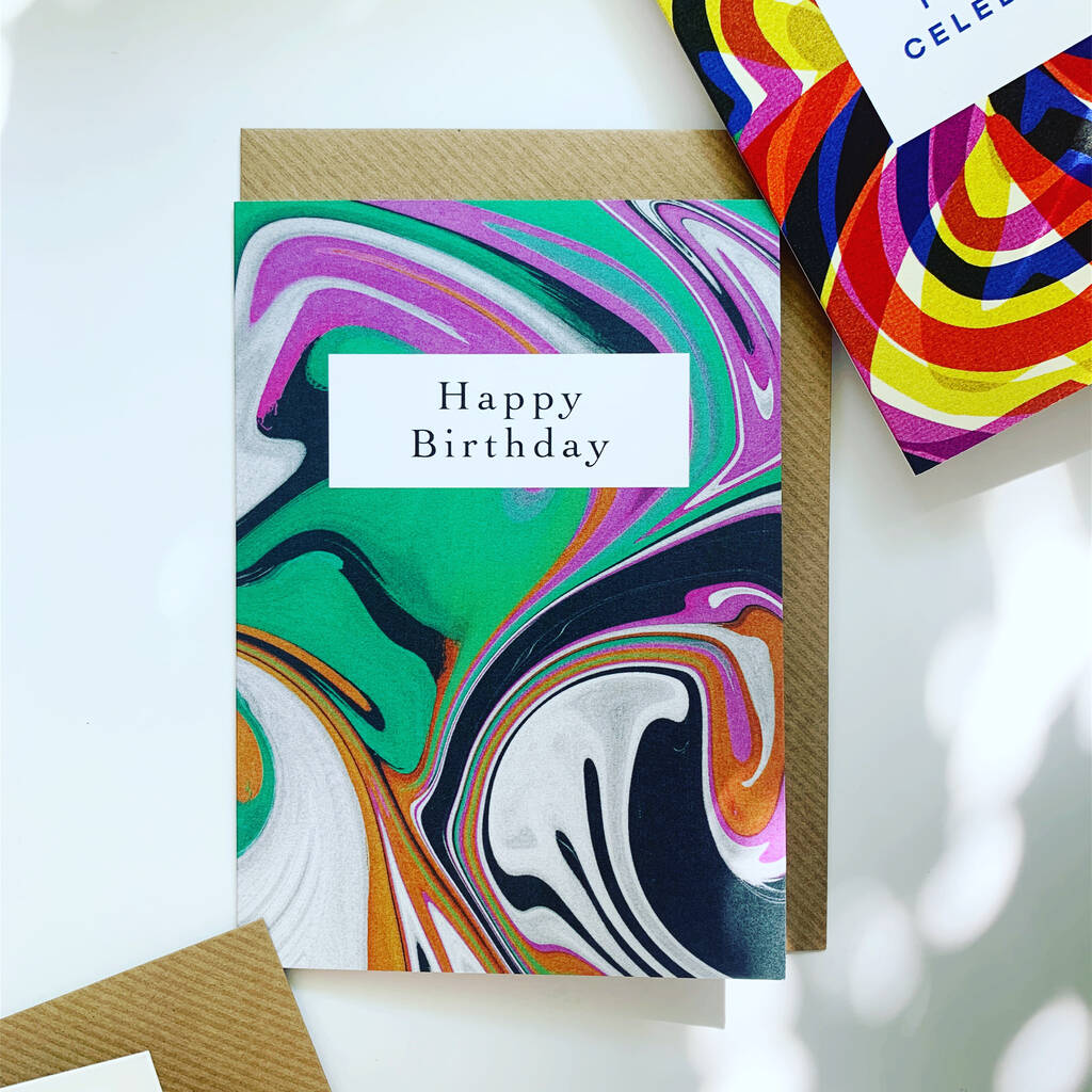 Muted Marble Happy Birthday Card By Miscellany Press