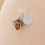Personalised Sterling Silver Baltic Amber Bee Pendant Necklace, thumbnail 5 of 12