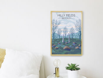 Hilly Fields Brockley London Travel Poster Art Print, 2 of 8