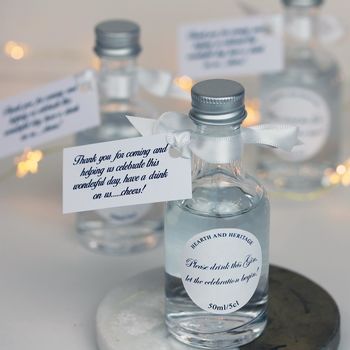 Personalised White And Gold Mini Gin Wedding Favours, 4 of 5