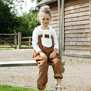 Handmade Childrens Corduroy Fawn Dungarees, 5 of 12