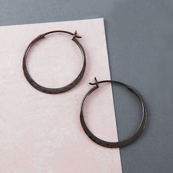 Small Battered Rose Gold Plated Silver Hoop Earrings, 3 of 7