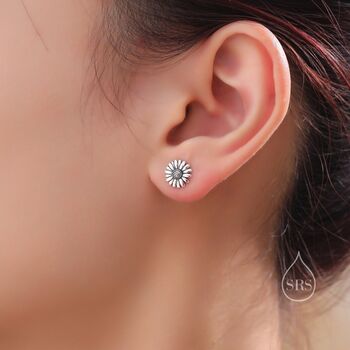 Sterling Silver Daisy Flower Stud Earrings, 4 of 12