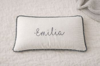 Personalised Name Muslin Nursery Cushion Cover, 2 of 8