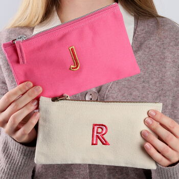 Personalised Embroidered Initial Makeup Or Pencil Case, 6 of 7