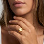 Moissanite Moon And Star Signet Ring In Gold, thumbnail 1 of 5