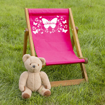 Personalised Children's Butterfly Hardwood Deckchair, 2 of 3