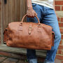 'Drake' Men's Leather Duffle Holdall In Tan Leather, thumbnail 1 of 9