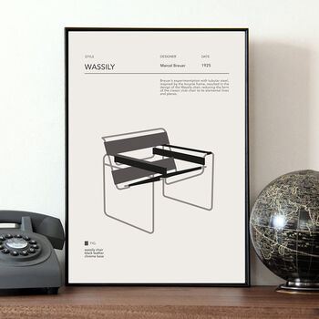 Illustrated Art Print Wassily Chair, 6 of 6