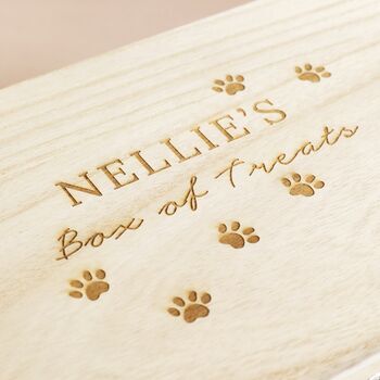Personalised Pet Box Of Treats Wooden Hamper Box, 2 of 4