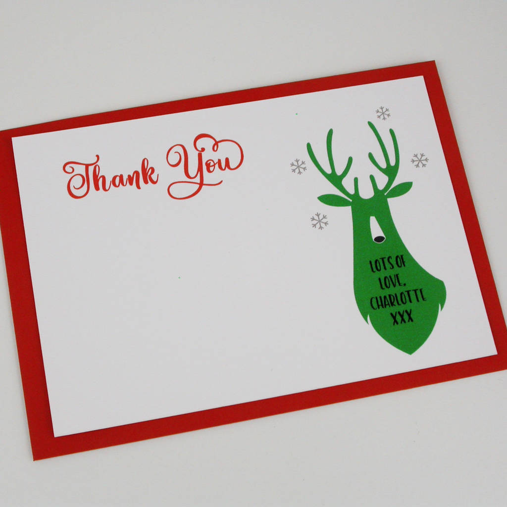 Green Christmas Deer Thank You Card