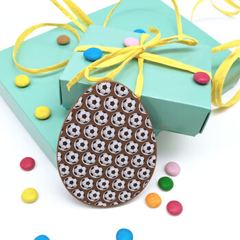 Small Chocolate Easter Egg Flegg With Football Pattern, 2 of 6