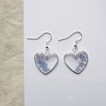 Forget Me Not Love Heart Sterling Silver Earrings, 3 of 5