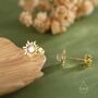Tiny Sun Moonstone Stud Earrings In Sterling Silver, thumbnail 3 of 12
