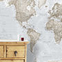 Giant Neutral World Map Mural, thumbnail 1 of 4