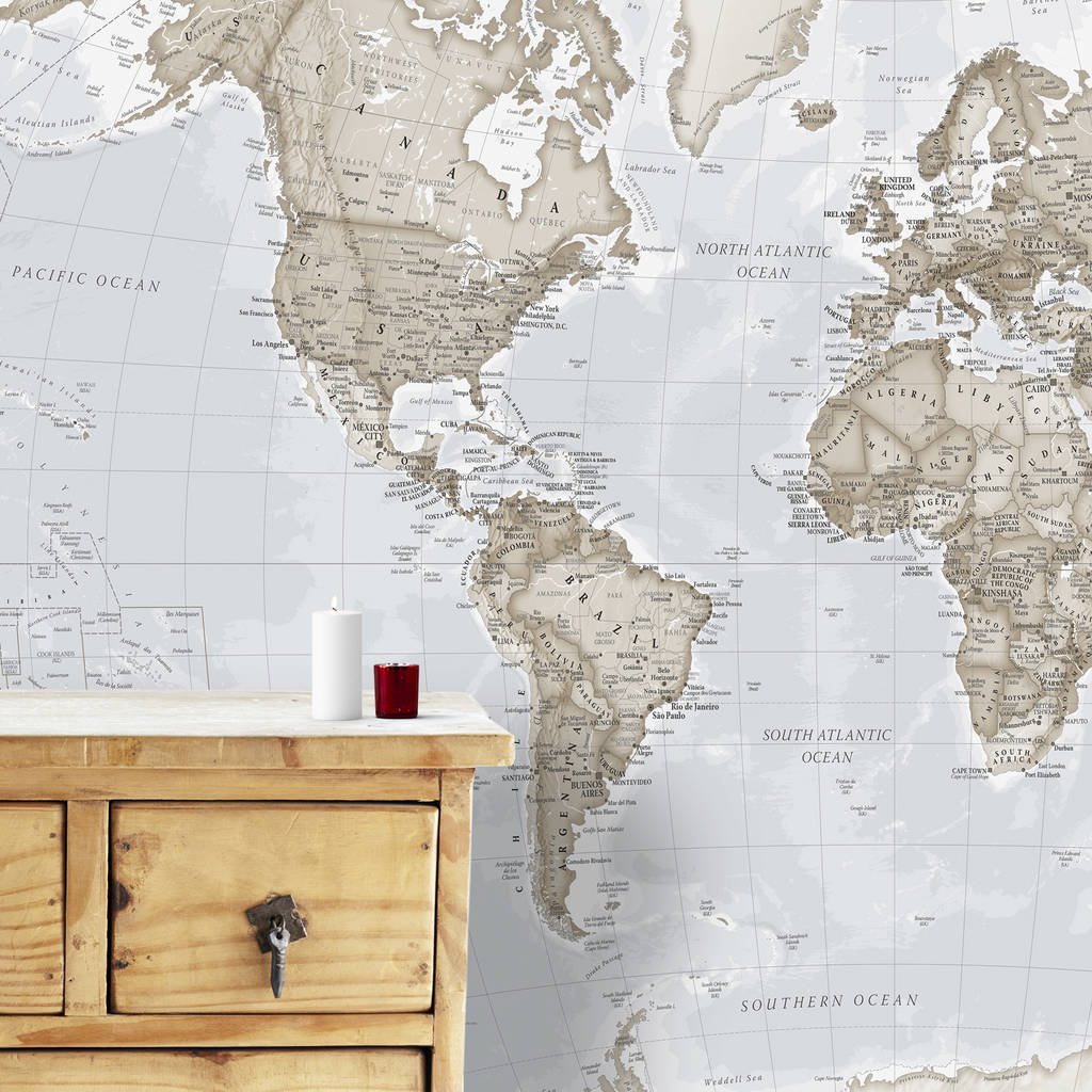 Giant Neutral World Map Mural, 1 of 4