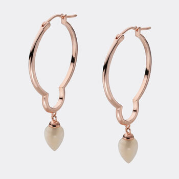18k Rose Gold Plated Mother Of Pearl Large Hoops, 2 of 4