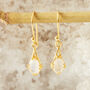 White Moonstone Gold Plated Silver Antique Drop Earrings, thumbnail 1 of 7