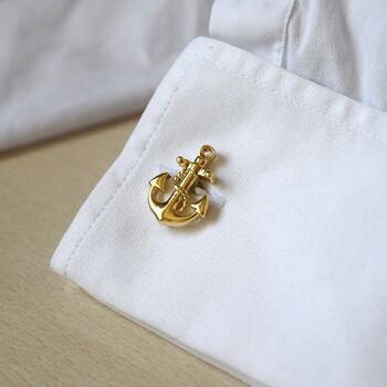 Anchor Gold Cufflinks Gift Captaion 316 L Stainless Steel, 3 of 6