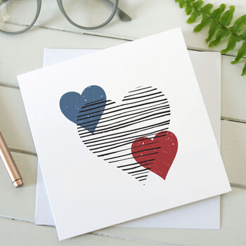 Scandi Love Hearts Valentines Card, 2 of 2