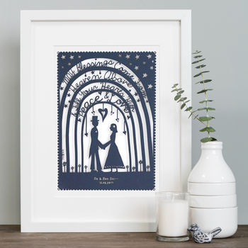 Personalised Wedding Papercut Or Art Print In Mount, 2 of 5