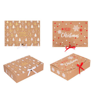 Kraft Christmas Snowflake Gift Boxes Two Pack, 2 of 8