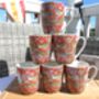 Set Of Six Aspen Mugs In Red Strawberry Thief, thumbnail 2 of 12