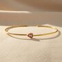 Gold Plated Minimalist Ruby July Birthstone Bangle, thumbnail 1 of 5