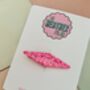 Neon Pink Glitter Resin Hair Clip / Festival Fashion Barrette / Bright Hot Pink Shimmer Slide / Y2 K Rave Aesthetic Hair Accessory, thumbnail 3 of 4