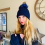 Navy Pompom Hat And Cashmere Gloves, thumbnail 1 of 4