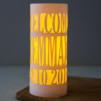 Personalised Welcome New Baby Lantern Name And Date, 3 of 3