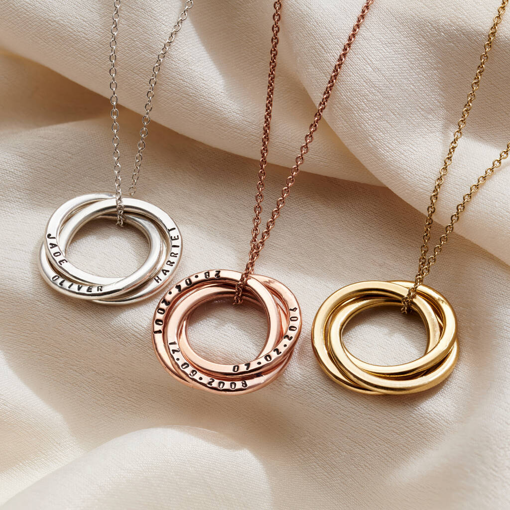 Buy Personalised Family Names Russian Ring Necklace by Posh Totty from the  Laura Ashley online shop
