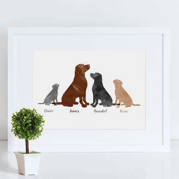 Labrador Dog Family Watercolour Personalised Print, 2 of 8