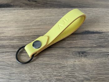 Personalised Embossed Yellow Leather Keyring, 11 of 12