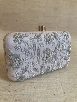 Light Pink Handcrafted Rectangular Clutch Bag, 4 of 10