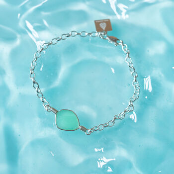 Cornish Sea Glass Bracelet Green, 2 of 8