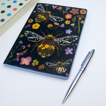 Personalised Monogram Bee A5 Journal Notebook, 5 of 7