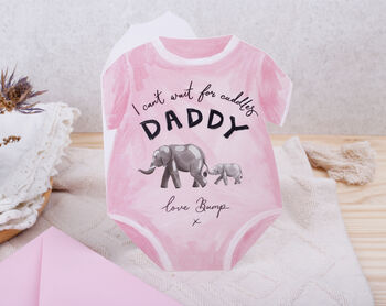 1st Father's Day From Bump Card With Blue Baby Grow Design, 3 of 6