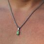 Silver Green Diamond Gem Pendant Necklace For Men, thumbnail 9 of 12