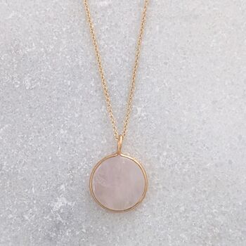 'The Circle' Rose Quartz January Birthstone Necklace, Gold Plated, 3 of 8