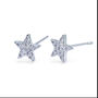 Tiny Dainty Cz Silver Star Stud Earrings, thumbnail 1 of 7