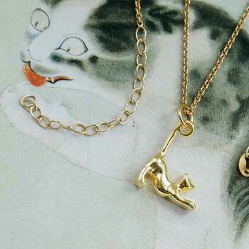 Gold Plated Sterling Silver Cat Necklace, 5 of 6